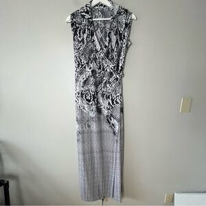 Milano Black and White Print Sleeveless Maxi Wrap Dress